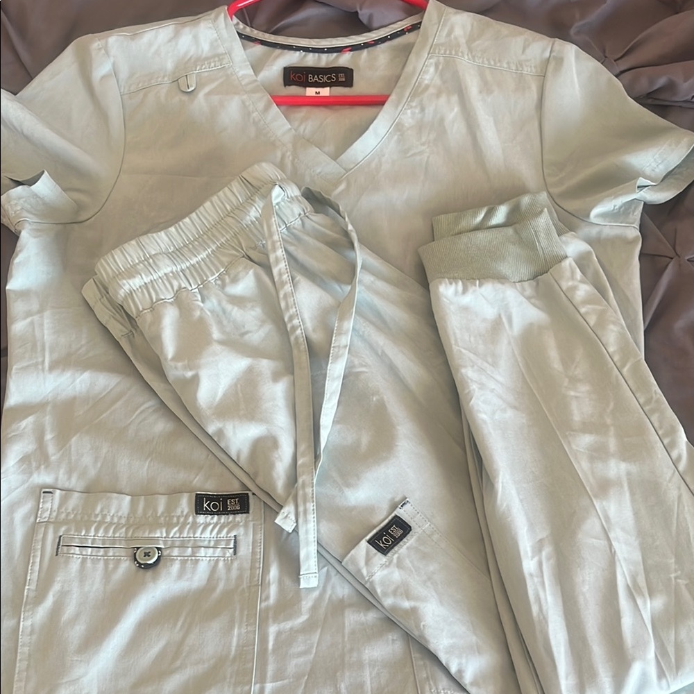 Koi Basics Light mint  Scrub Set shirt is medium pants are small